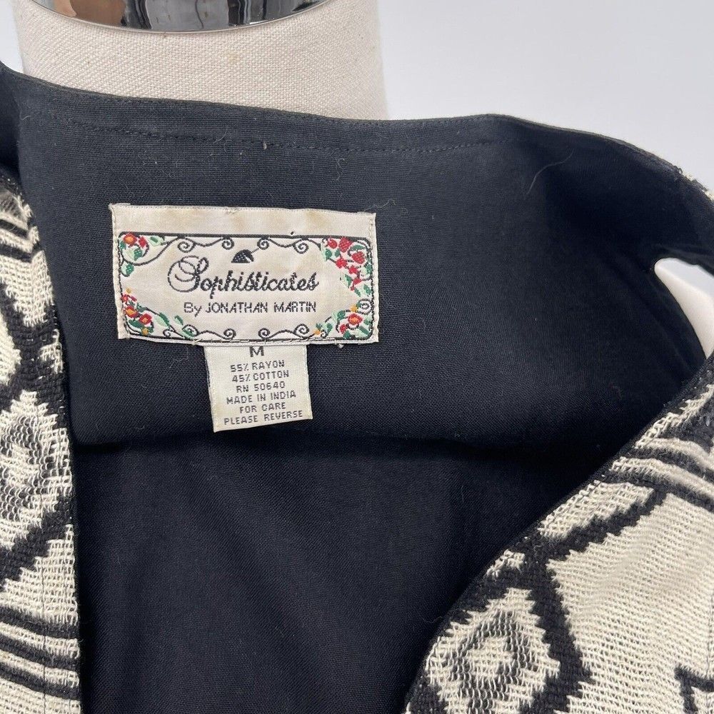 Vintage Black and Cream Geometric Knit Vest - Picture 2 of 4